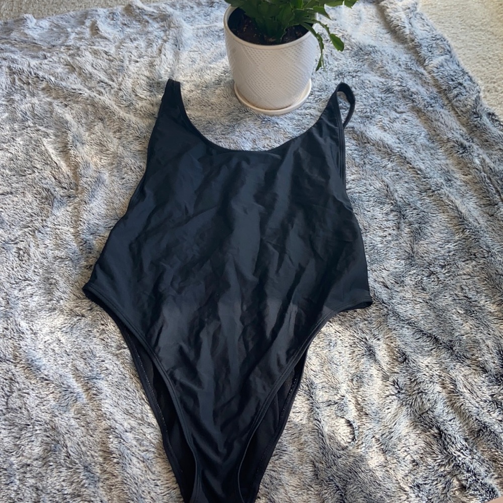 Black Lowback Highcut One piece Swimsuit